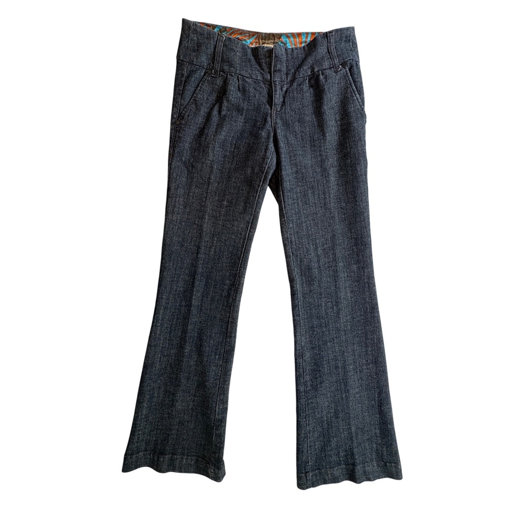 Boom Boom Jeans Flare Denim Pants Womens Size 7 Dark Wash Stretch Wide Leg Y2K